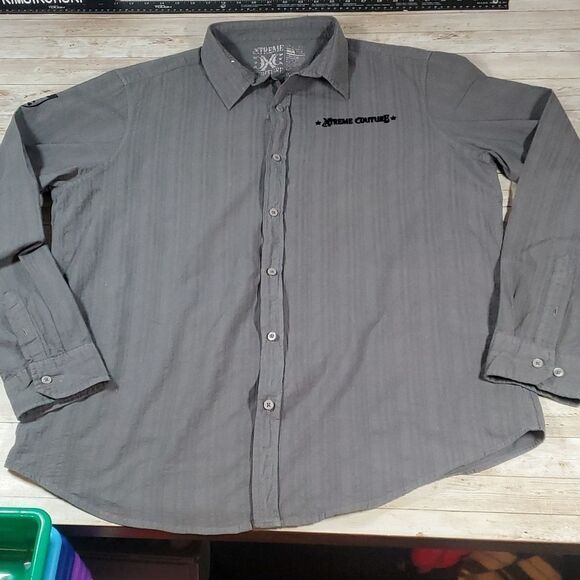 Xtreme Couture Affliction Button‎ Down Long Sleeve Velvet Cross Wings Crown 2XL - Picture 4 of 8